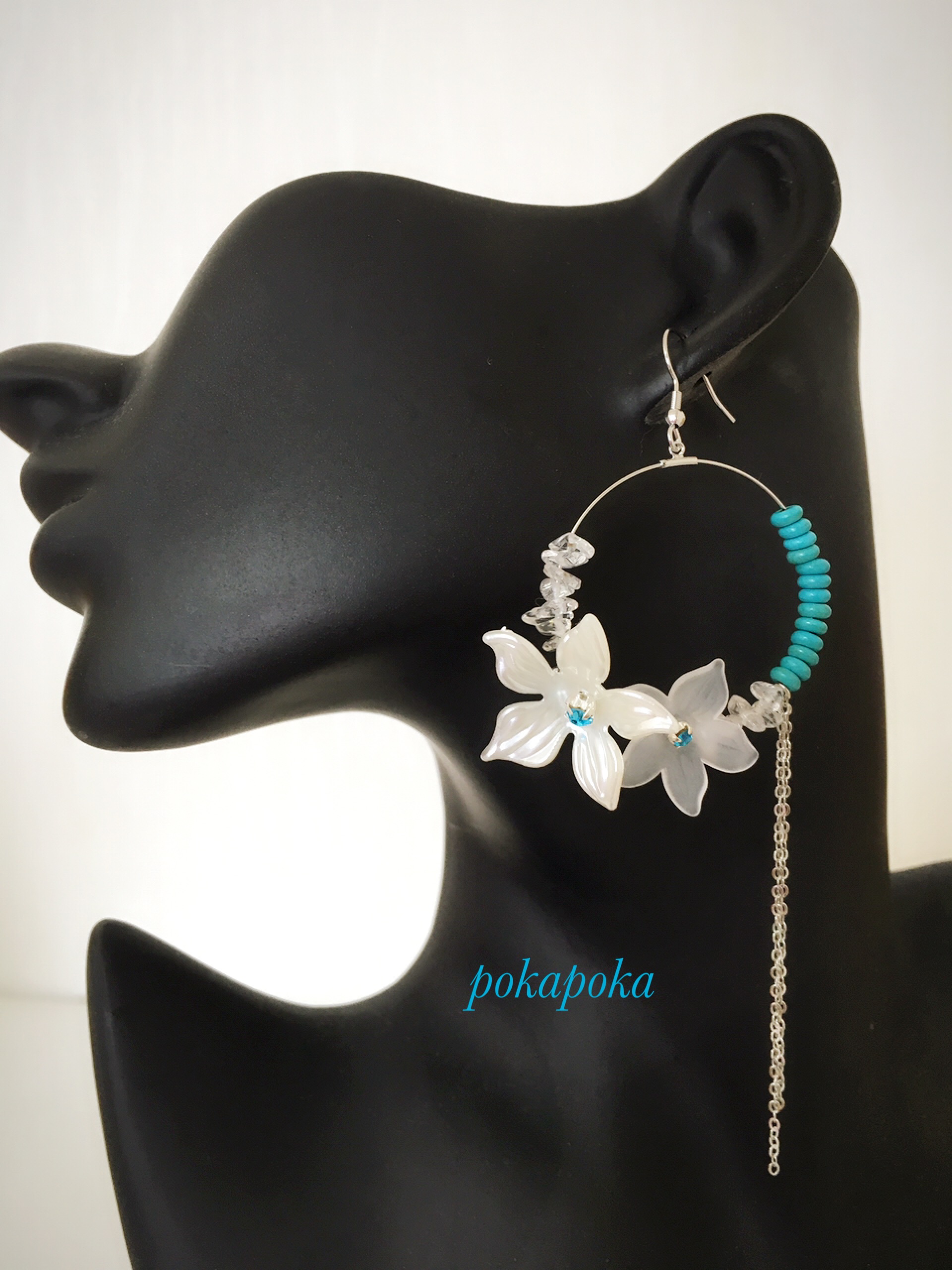 夏！Crystal×Turquoise×flower (earring or pierce)