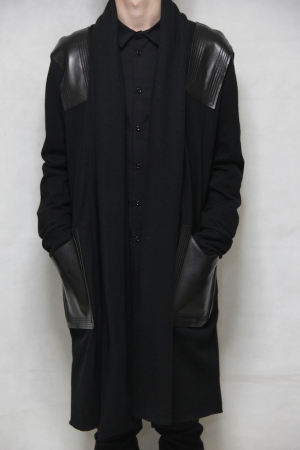 162004 Lether Patch Long cardigan