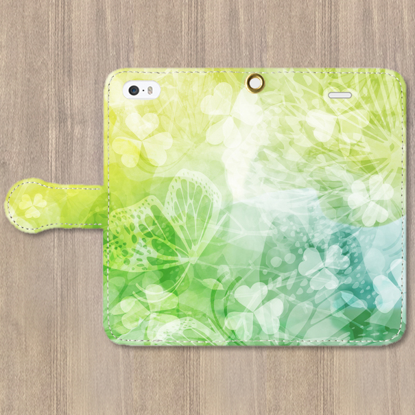 iPhone5/5s/SE対応　手帳型スマホケース　FLUFFY GREEN
