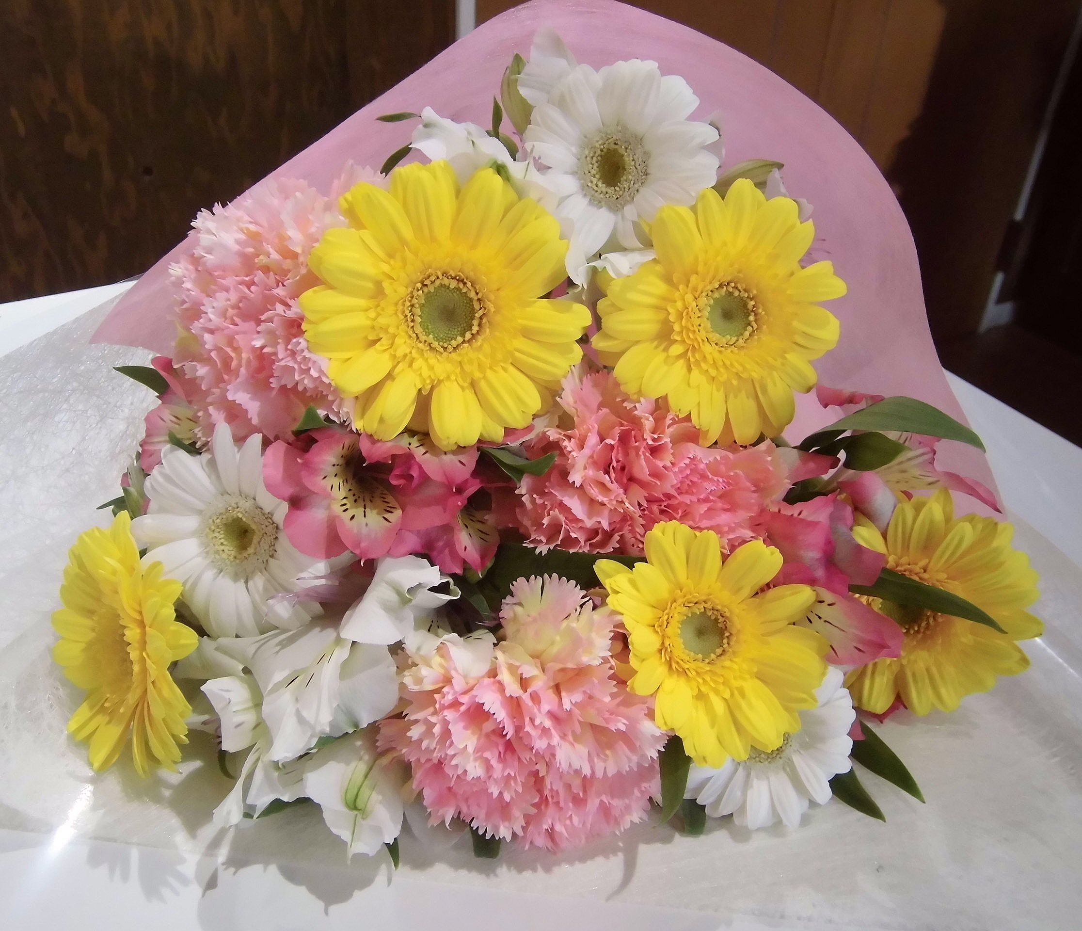 誕生日の花束。